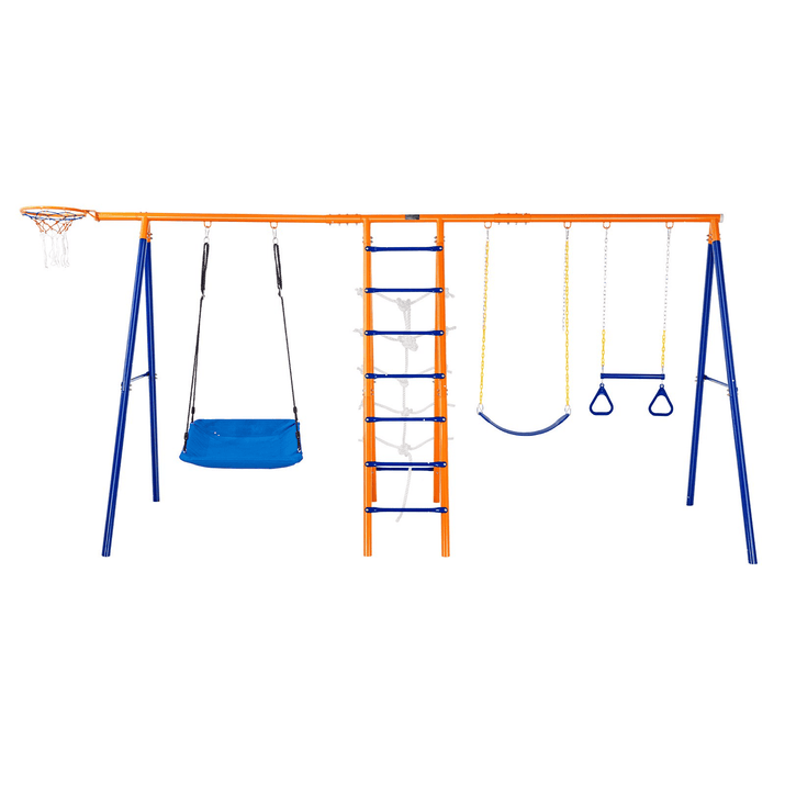 VEVOR Swing Sets for Backyard 6 in 1 Swing Set 440lbs Capacity Metal Swingset - The Little Big Store