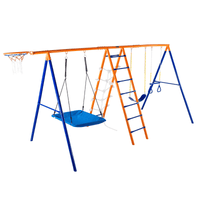 VEVOR Swing Sets for Backyard 6 in 1 Swing Set 440lbs Capacity Metal Swingset - The Little Big Store