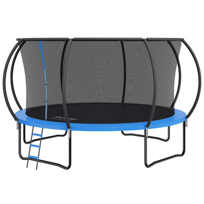 VEVOR 14FT Trampoline, 450 lbs Trampoline with Enclosure Net, Ladder, and Curved Pole, Heavy Duty Trampoline with Jumping Mat and Spring Cover Padding, Outdoor Recreational Trampolines for Kids Adults - The Little Big Store