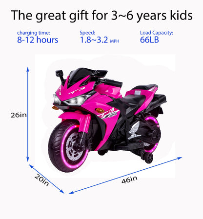 kids motorcycle,12V motorcycle for kids 3 4 5 6 years Boys Girls 12v7ah kids motorcycle ride on toy with Training Wheels/manual throttle/ drive by hand /Lighting wheels - The Little Big Store