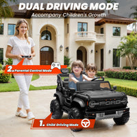 24V 2 Seater Ride on Cars, Licensed Ford Bronco Raptor Powered Ride on Toys Truck with Remote Control, 4 Wheels Spring Suspension, Bluetooth, LED Light, Electric Cars for Kids Ages 3-8 Gifts, Black