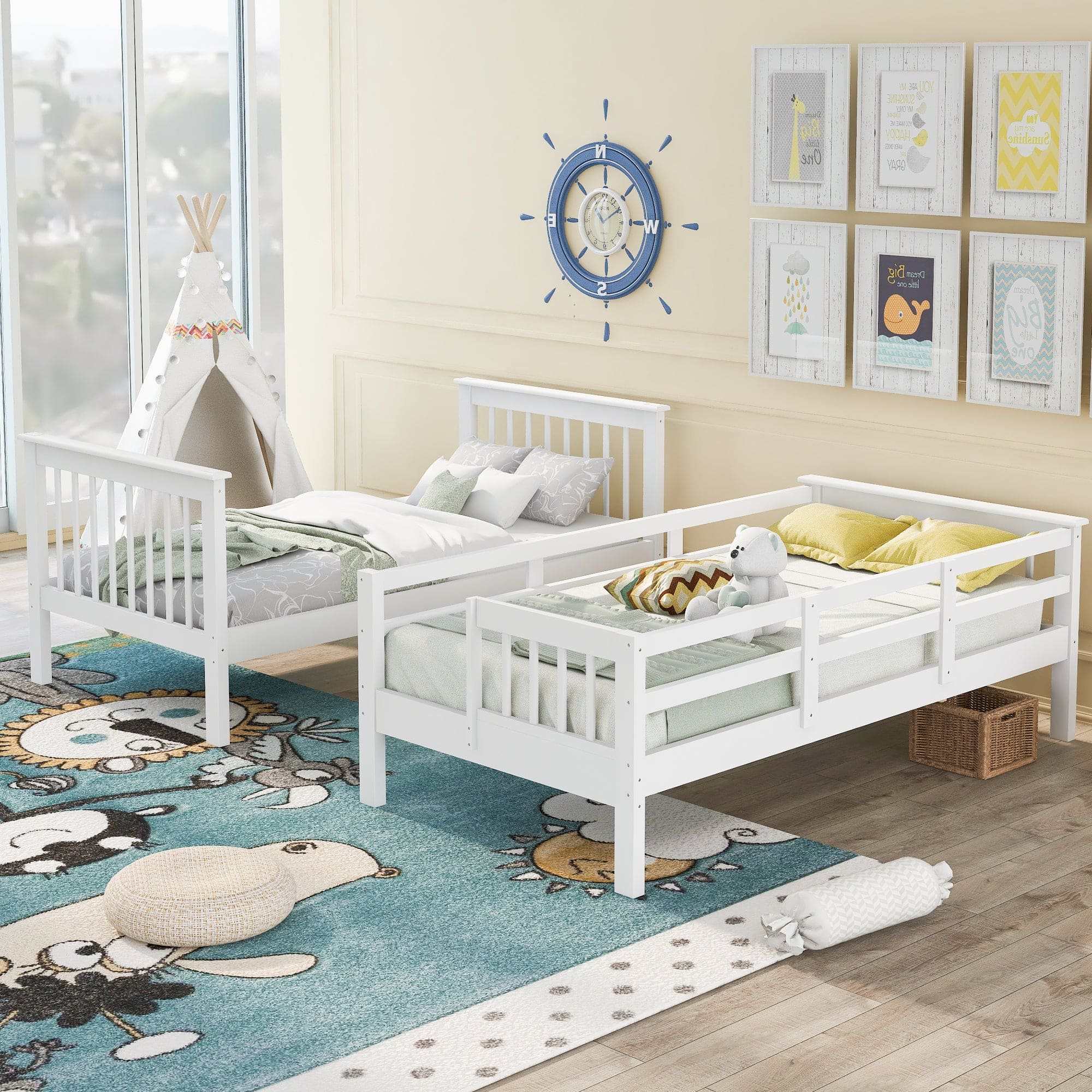 Stairway Twin-Over-Twin Bunk Bed with Storage and Guard Rail for Bedroom, Dorm, White color(OLD SKU :LP000109AAK) - The Little Big Store