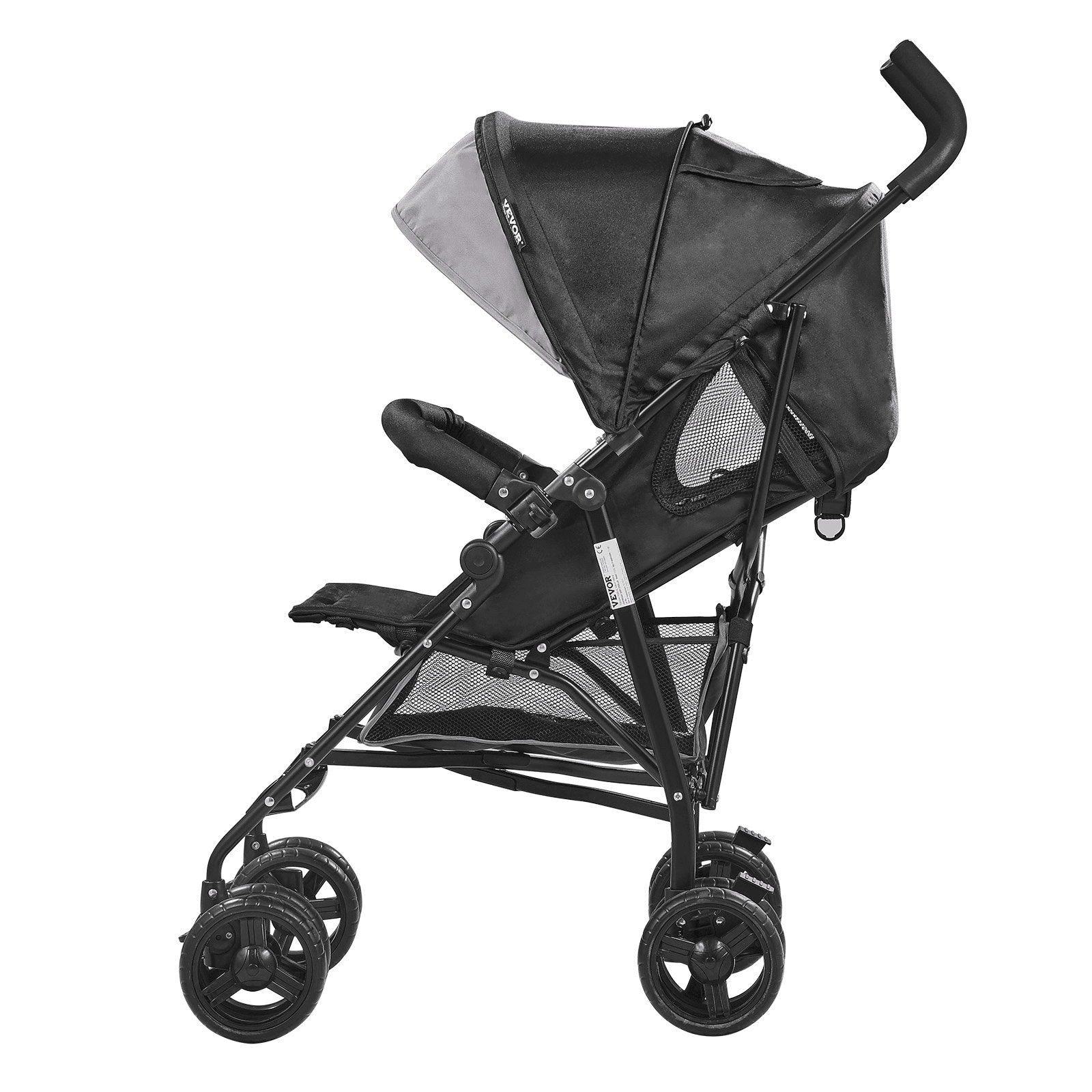 Lightweight Stroller Compact Easy Fold Adjustable Backrest Light Gray/Black - The Little Big Store