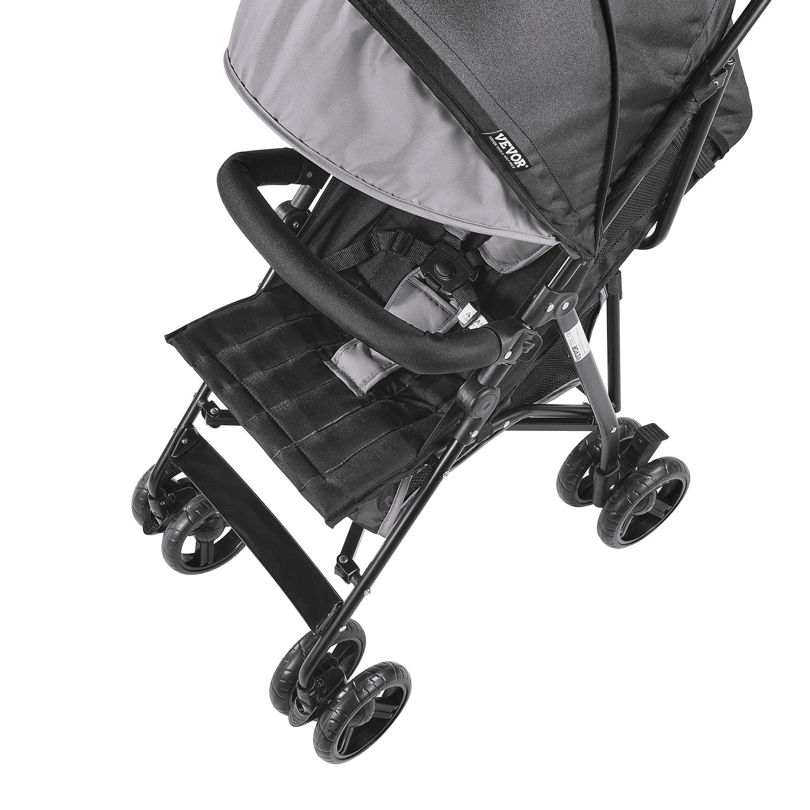 Lightweight Stroller Compact Easy Fold Adjustable Backrest Light Gray/Black - The Little Big Store