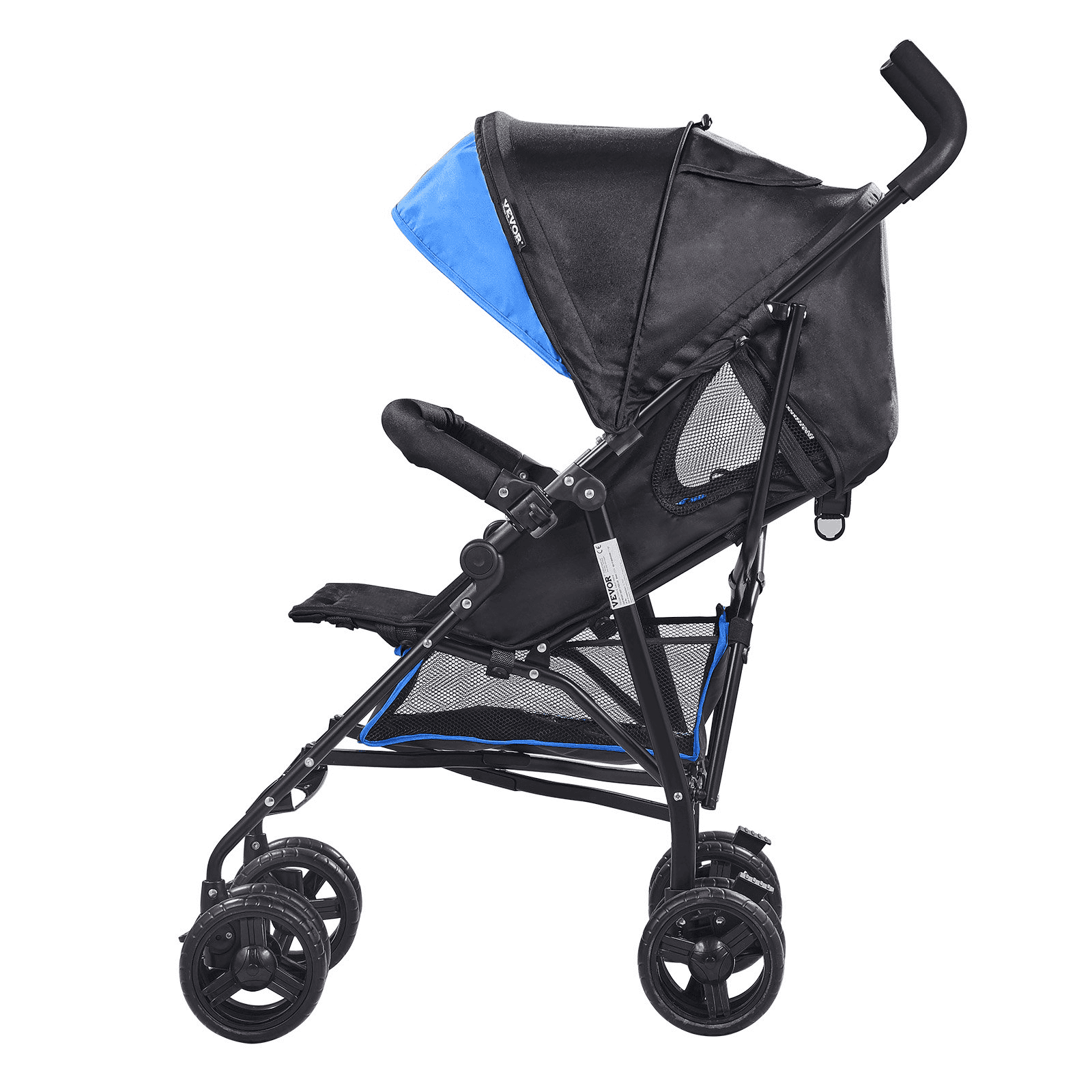 Lightweight Stroller Compact Easy Fold Adjustable Backrest Black/Blue - The Little Big Store