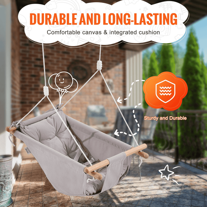VEVOR Canvas Hammock Swing 3 Modes Baby Swing 5-Point Harness Indoor Outdoor - The Little Big Store