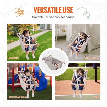 VEVOR Canvas Hammock Swing 3 Modes Baby Swing 5-Point Harness Indoor Outdoor - The Little Big Store