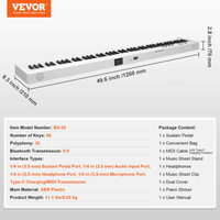 VEVOR 88 Key Folding Keyboard Piano Portable Foldable Piano Bluetooth MIDI White - The Little Big Store