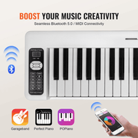 VEVOR 61 Key Folding Keyboard Piano Portable Foldable Piano Bluetooth MIDI White - The Little Big Store