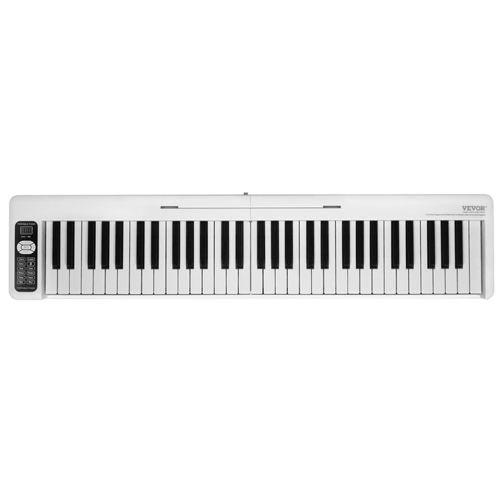 VEVOR 61 Key Folding Keyboard Piano Portable Foldable Piano Bluetooth MIDI White - The Little Big Store