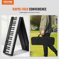 VEVOR 88 Key Folding Keyboard Piano Portable Foldable Piano Bluetooth MIDI Black - The Little Big Store