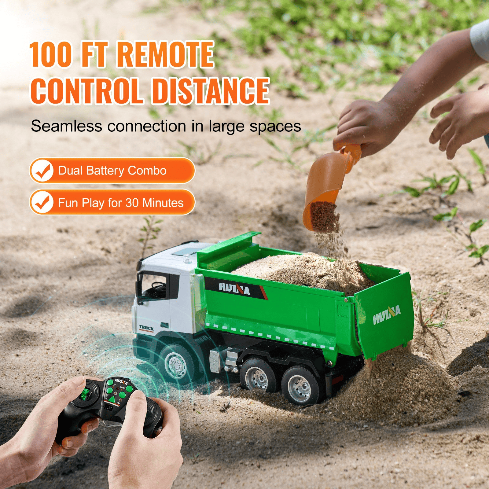 RC Remote Control Dump Truck Toy Construction Vehicle Toy 9CH 1:18 Scale - The Little Big Store