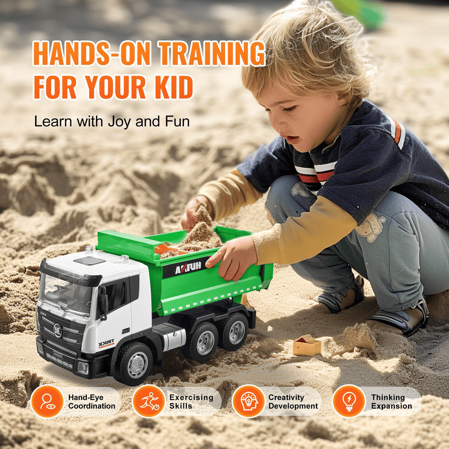 RC Remote Control Dump Truck Toy Construction Vehicle Toy 9CH 1:18 Scale - The Little Big Store
