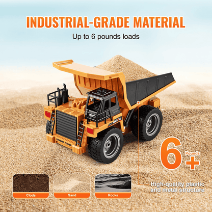 VEVOR RC Remote Control Dump Truck Toy Construction Vehicle Toy 9CH 1:18 Scale - The Little Big Store