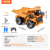 VEVOR RC Remote Control Dump Truck Toy Construction Vehicle Toy 9CH 1:18 Scale - The Little Big Store