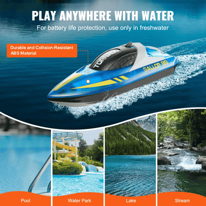 VEVOR RC Boat 2.4 GHz Remote Control Racing Boat 12 km/h Kids Adults Gift Blue - The Little Big Store