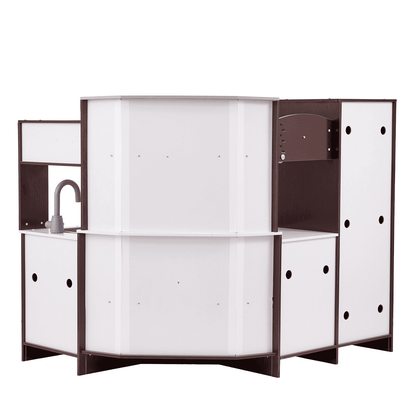 Kitchen Playset Kids Pretend Cooking Play Toy 24 Piece Accessories Brown - The Little Big Store