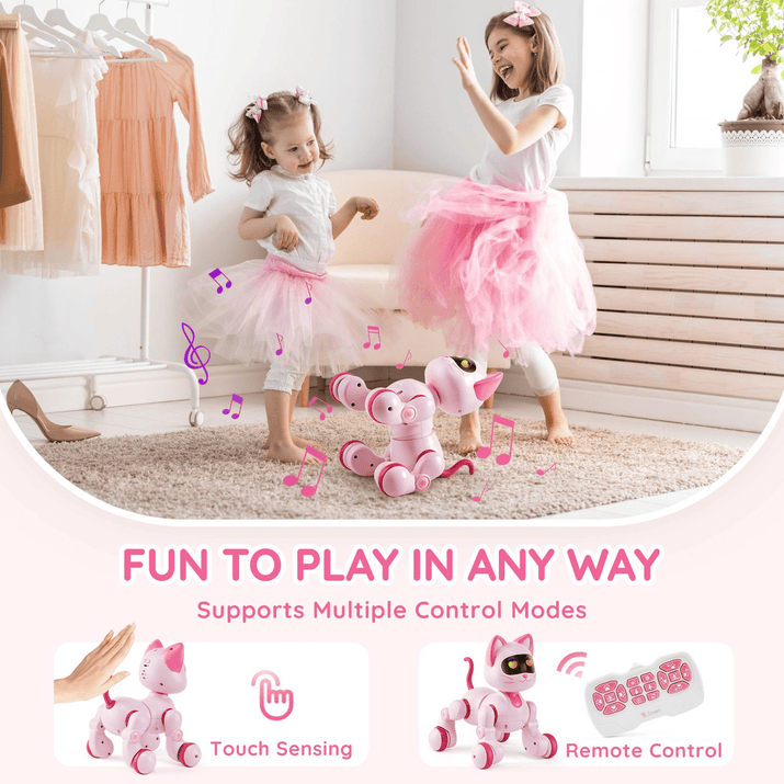 VEVOR RC Robot Cat Toy for Kid Talking Dancing Touch Remote Control Programmable - The Little Big Store