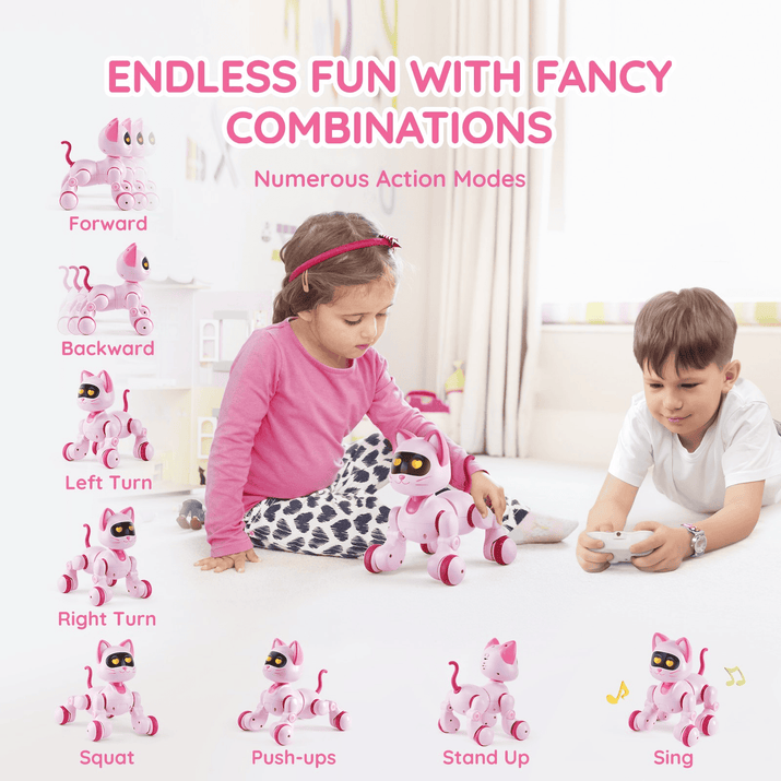 VEVOR RC Robot Cat Toy for Kid Talking Dancing Touch Remote Control Programmable - The Little Big Store
