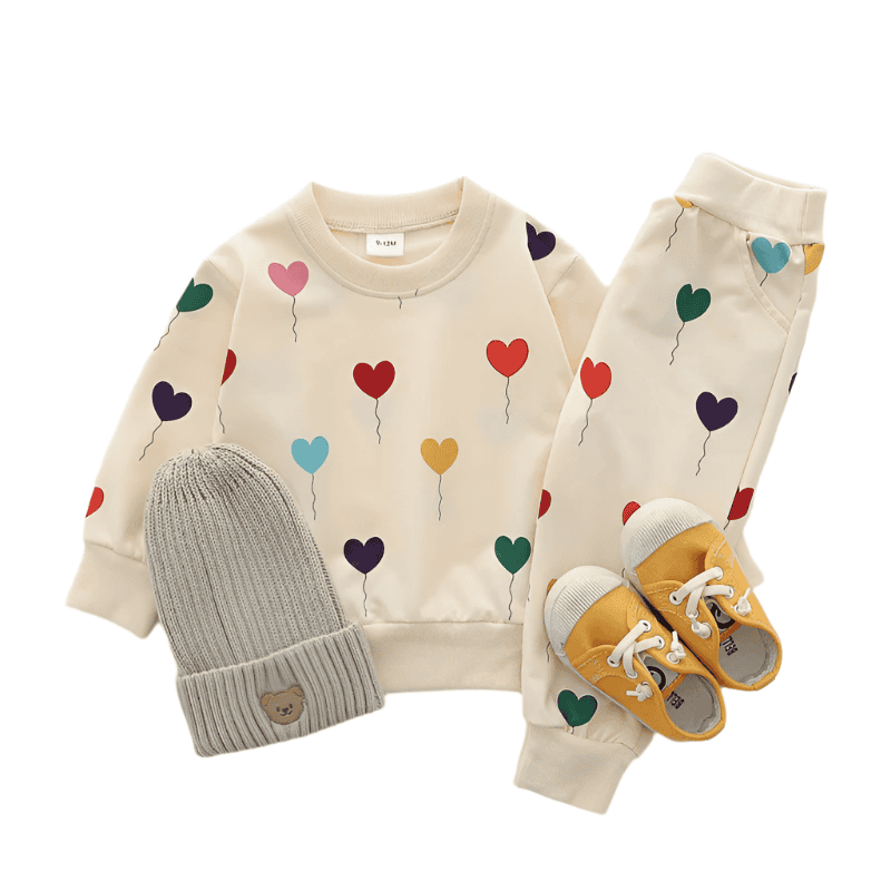 Cotton tracksuit set 2 pcs sweatshirt and trousers for Children Hearts - The Little Big Store