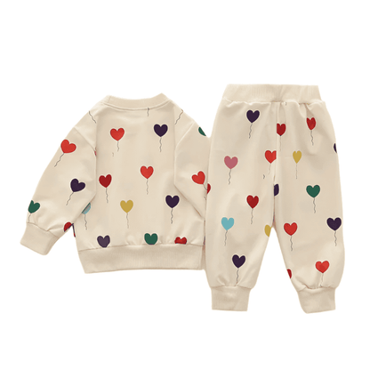 Cotton tracksuit set 2 pcs sweatshirt and trousers for Children Hearts - The Little Big Store
