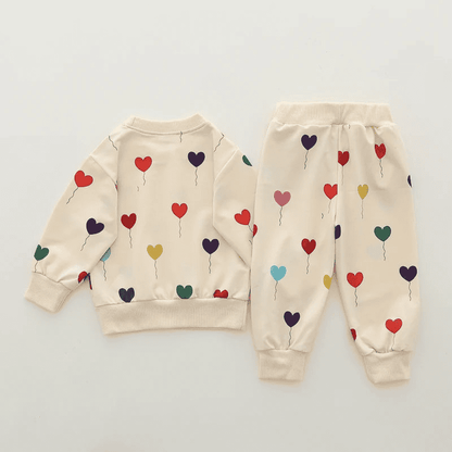 Cotton tracksuit set 2 pcs sweatshirt and trousers for Children Hearts - The Little Big Store
