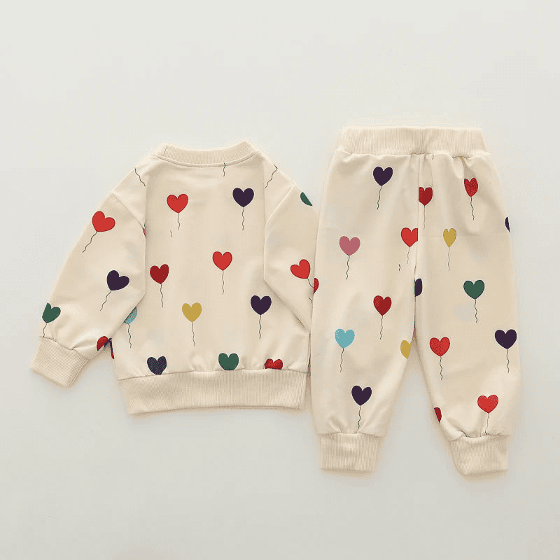 Cotton tracksuit set 2 pcs sweatshirt and trousers for Children Hearts - The Little Big Store