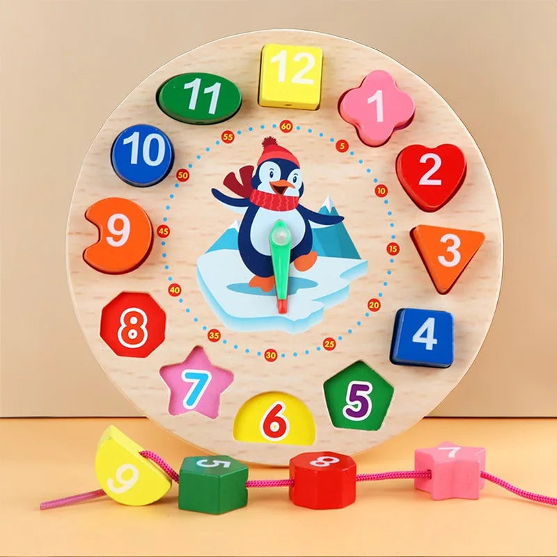 Montessori Wooden Clock Educational Game – Early Learning Time Puzzle Toy