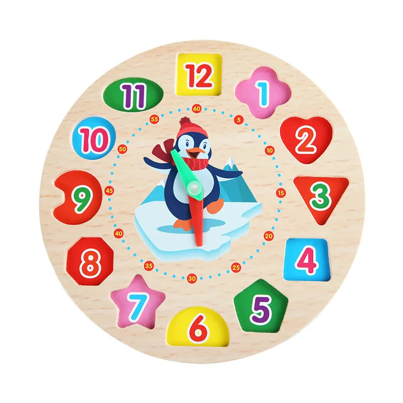 Montessori Wooden Clock Educational Game – Early Learning Time Puzzle Toy