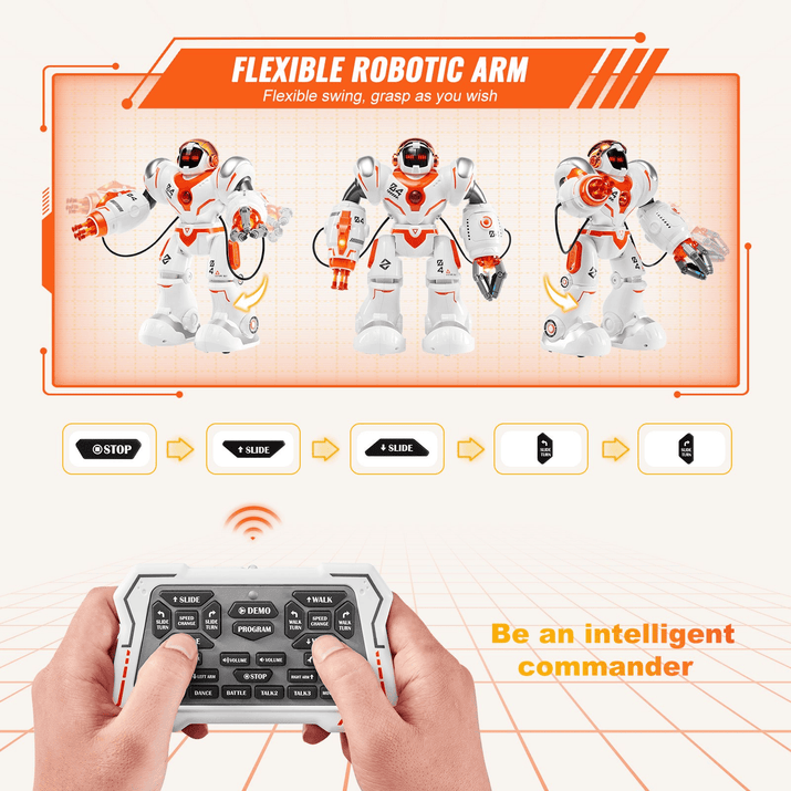 VEVOR RC Robot Toy Battle Robot for Kids Remote Control Robotic Toy Programmable - The Little Big Store