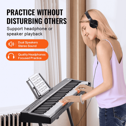 VEVOR 88 Key Digital Piano Keyboard Semi Weighted Full Size Electric Portable - The Little Big Store