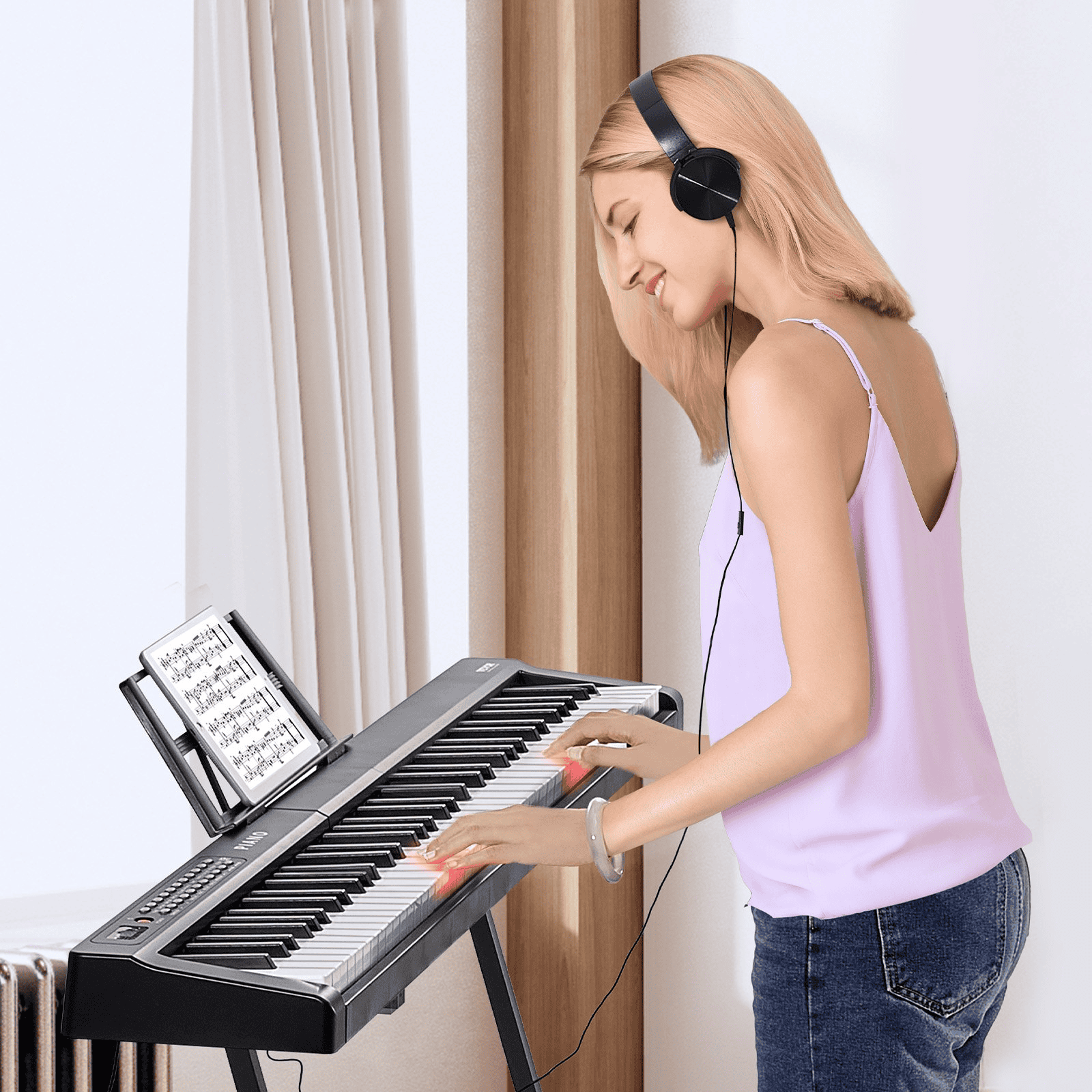 VEVOR 88 Key Digital Piano Keyboard Semi Weighted Full Size Electric Portable - The Little Big Store