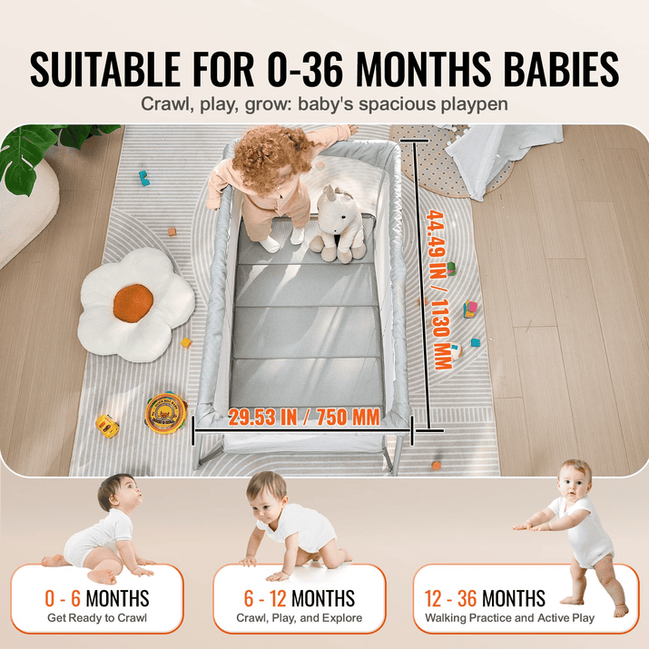 VEVOR Baby Travel Crib and Play Yard Folding Baby Playpen with Soft Mattress Pad - The Little Big Store