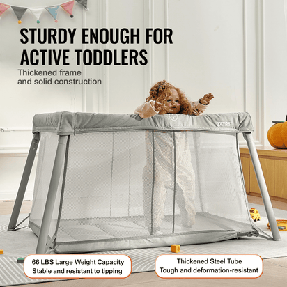VEVOR Baby Travel Crib and Play Yard Folding Baby Playpen with Soft Mattress Pad - The Little Big Store