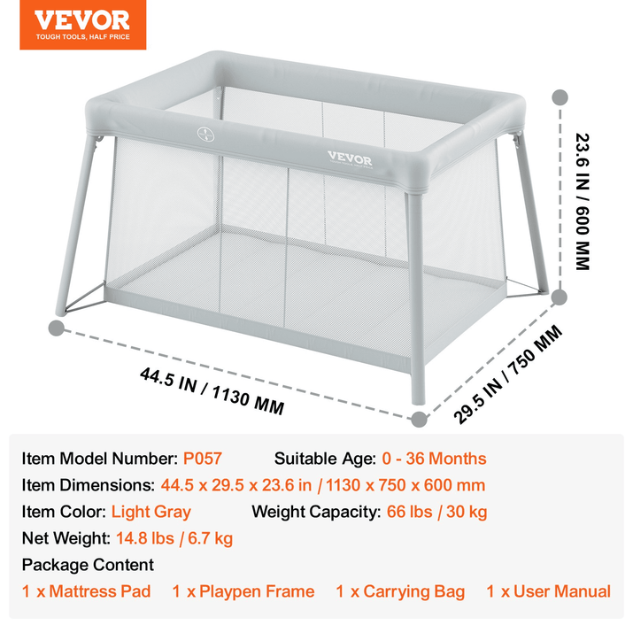 VEVOR Baby Travel Crib and Play Yard Folding Baby Playpen with Soft Mattress Pad - The Little Big Store
