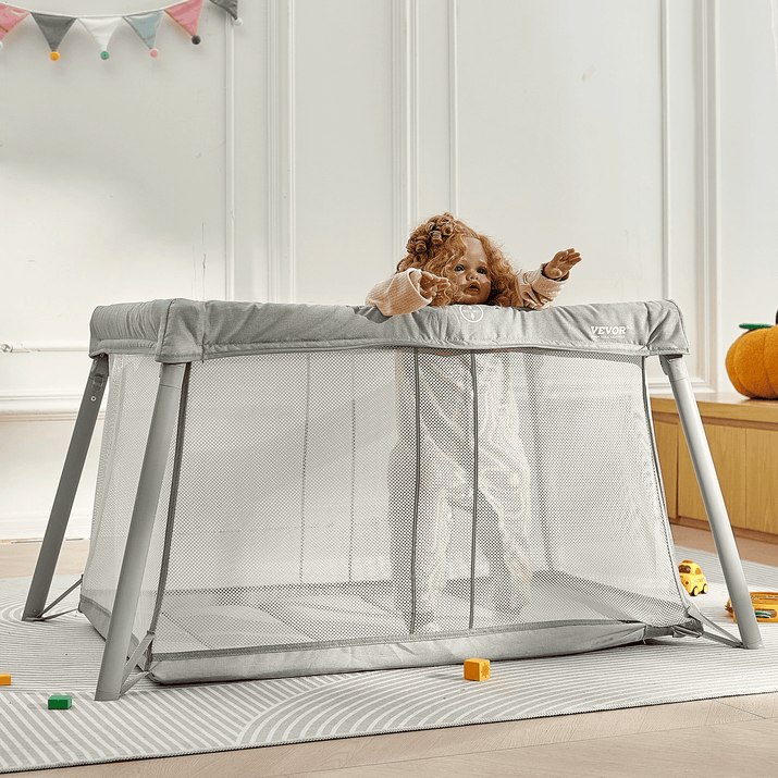 VEVOR Baby Travel Crib and Play Yard Folding Baby Playpen with Soft Mattress Pad - The Little Big Store