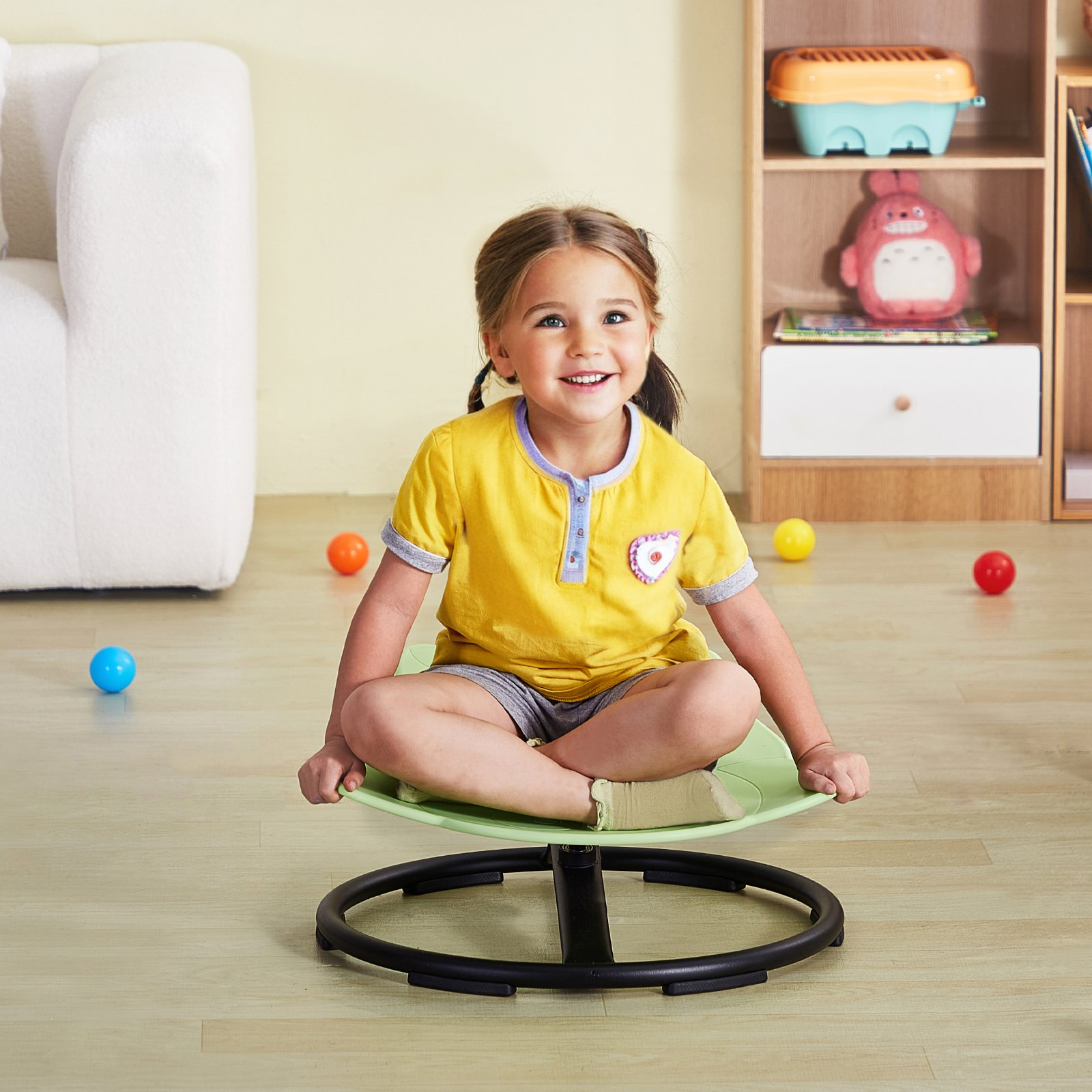 VEVOR Elephant Kids Swivel Chair, 220 LBS Capacity, 360° Spinning Chair, Autistic Kids Sensory Toy Chair with Non-Slip Metal Base, Toddler Sit and Spin Chair for Coordination Balance Focus Green
