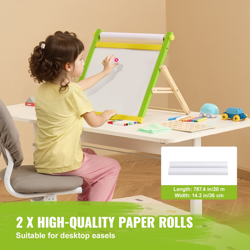 Kids Easel Accessory Set – 32 Piece Art Painting Kit with Chalk, Markers & Paper Rolls