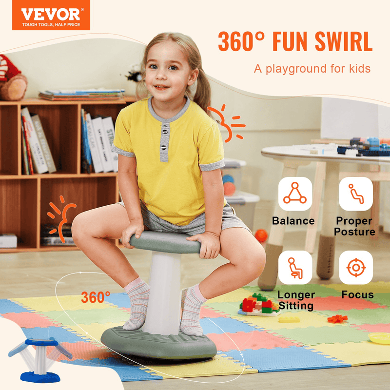 VEVOR Kids Wobble Chair Active Chair with Sponge Cushion, Wobble Stool Improves Focus, Posture and Calm Children, Ideal for Schools and Preschools, Age 3-7, Green