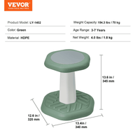 VEVOR Kids Wobble Chair Active Chair with Sponge Cushion, Wobble Stool Improves Focus, Posture and Calm Children, Ideal for Schools and Preschools, Age 3-7, Green - The Little Big Store
