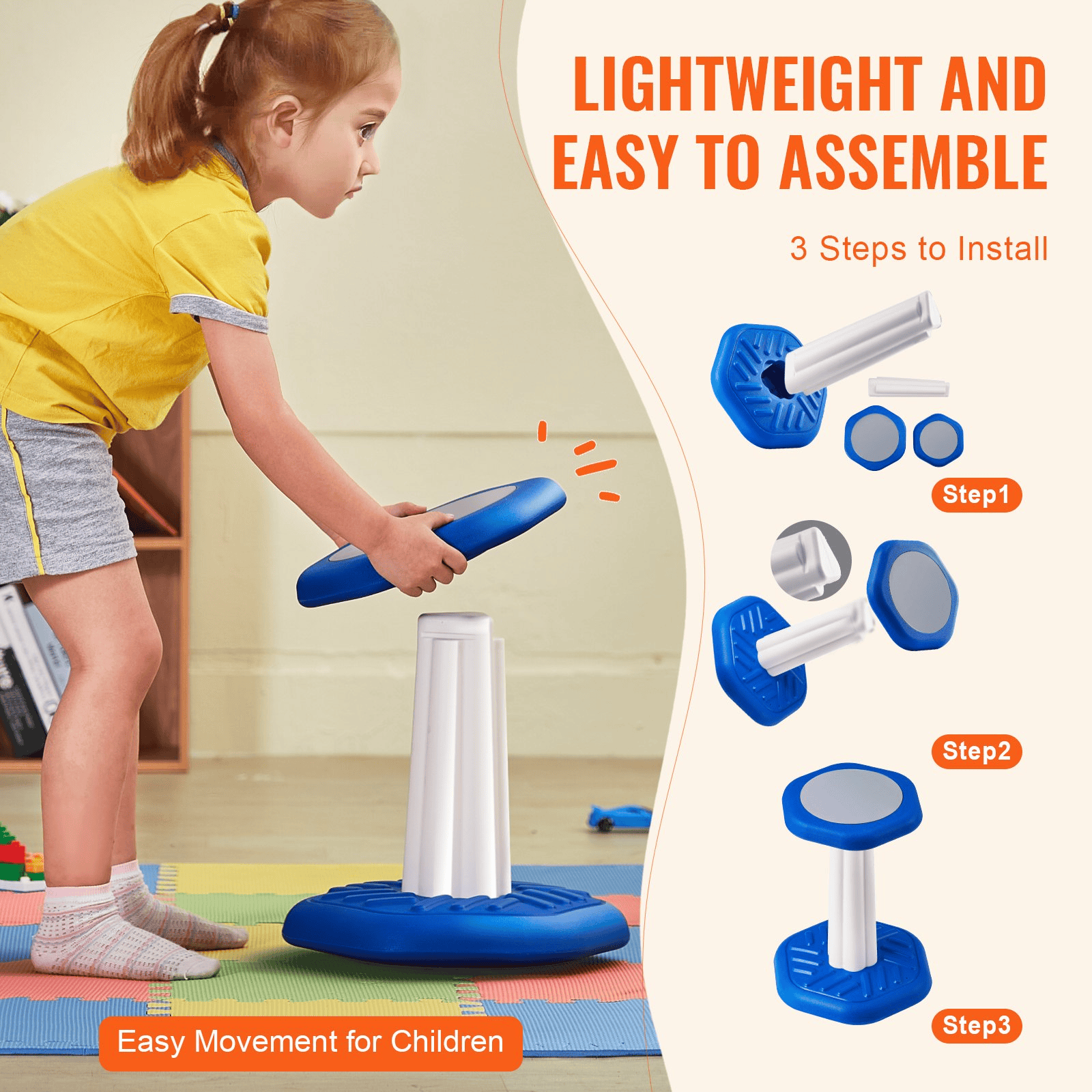 VEVOR Kids Wobble Chair, Active Chair with Sponge Cushion, Wobble Stool Improves Focus, Posture and Calm Children, Ideal for Schools and Preschools, Age 3-7, Blue - The Little Big Store
