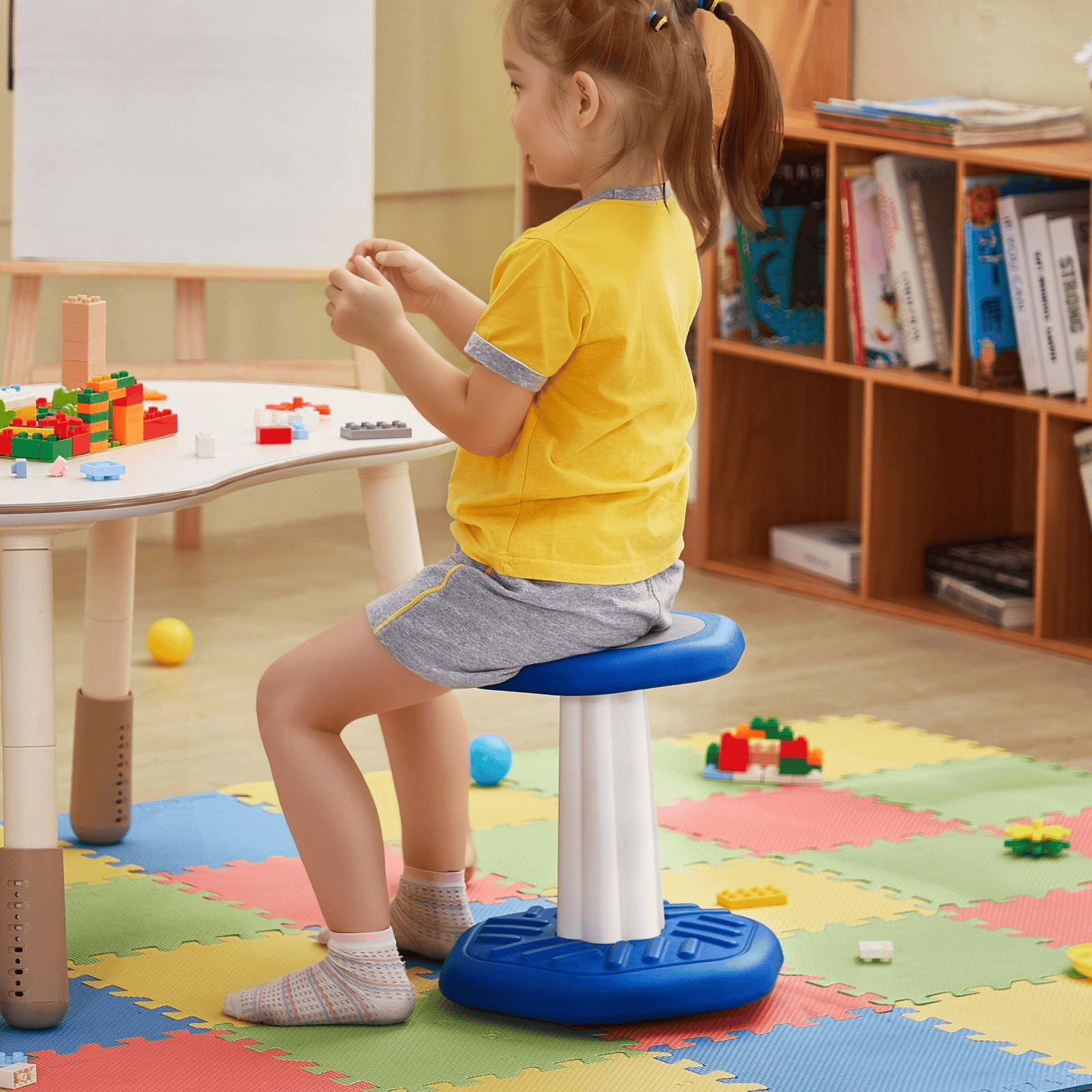 VEVOR Kids Wobble Chair, Active Chair with Sponge Cushion, Wobble Stool Improves Focus, Posture and Calm Children, Ideal for Schools and Preschools, Age 3-7, Blue - The Little Big Store