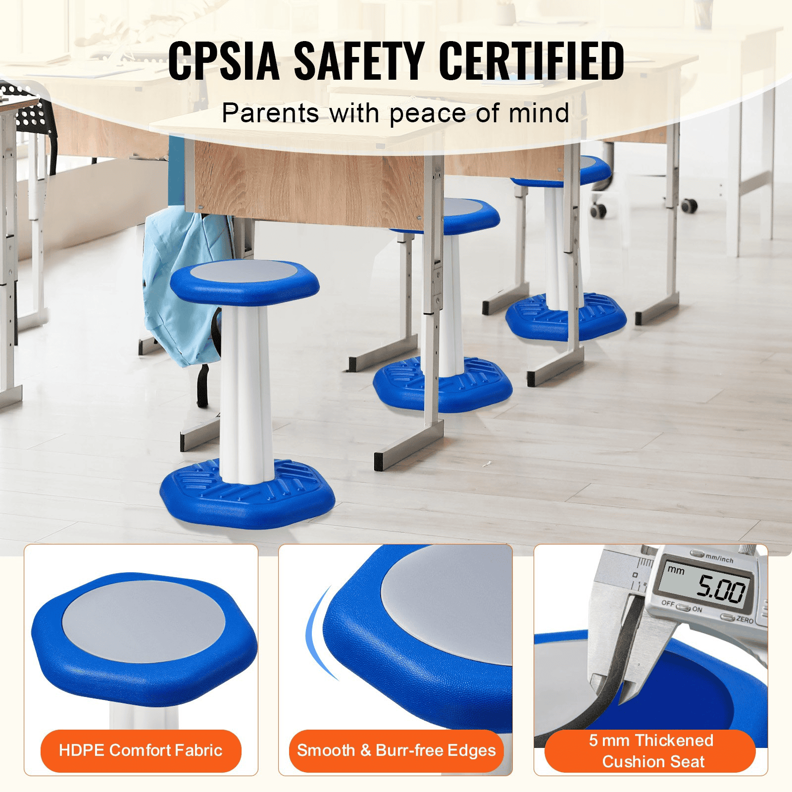 VEVOR Kids Wobble Chair (17.7-inch High), Active Chair with Sponge Cushion, Wobble Stool Improves Focus, Posture and Calm Children, Ideal for Schools and Home, Age 7-14, Blue - The Little Big Store