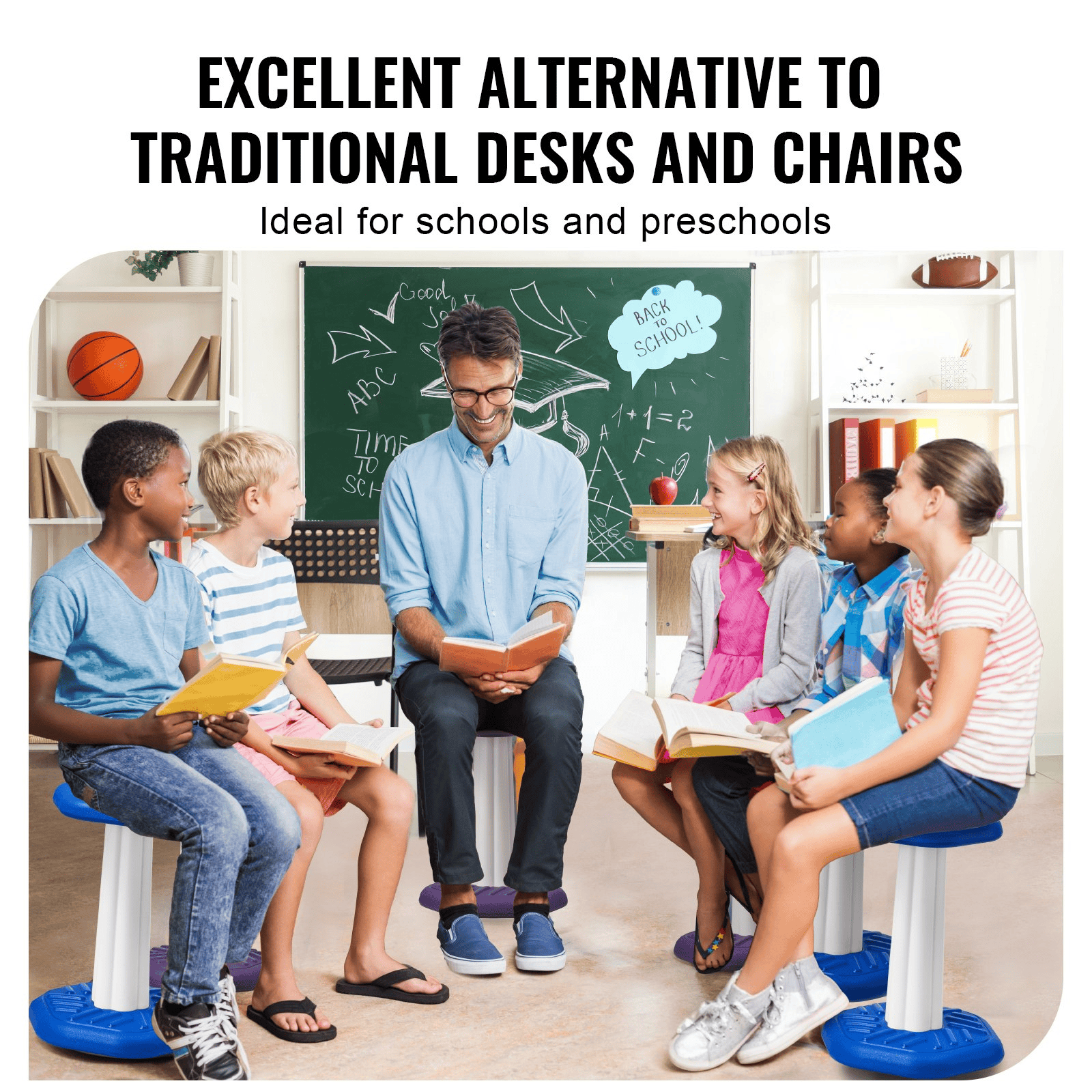 VEVOR Kids Wobble Chair (17.7-inch High), Active Chair with Sponge Cushion, Wobble Stool Improves Focus, Posture and Calm Children, Ideal for Schools and Home, Age 7-14, Blue - The Little Big Store
