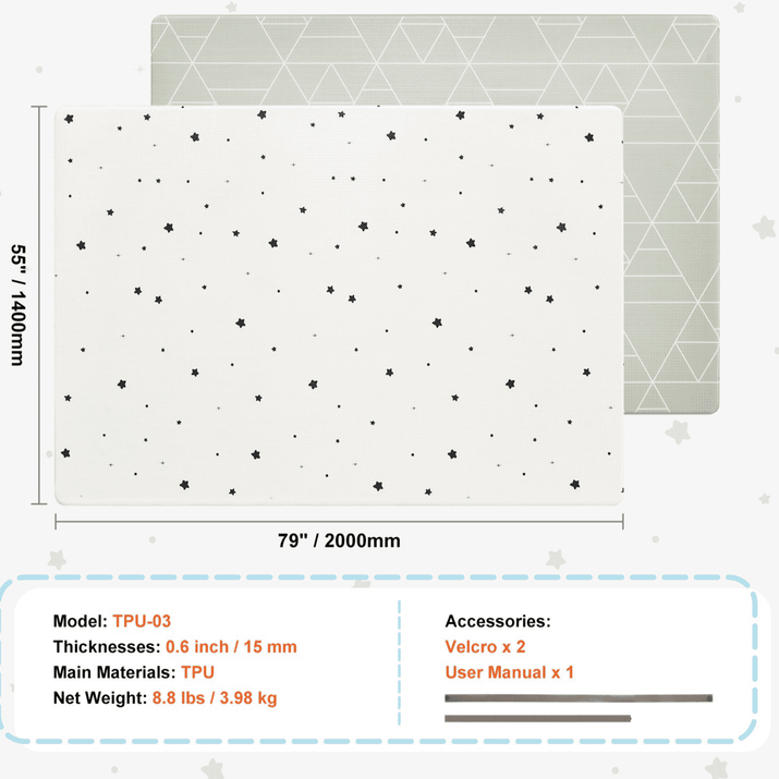 55"x79" Baby Play Mat Kids Crawling Soft Activity Floor Playmat 2 Side - The Little Big Store