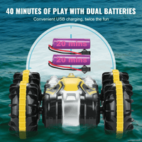 VEVOR Amphibious Remote Control Car Boat 2.4 GHz 4WD RC Boat Kids Adults Yellow - The Little Big Store