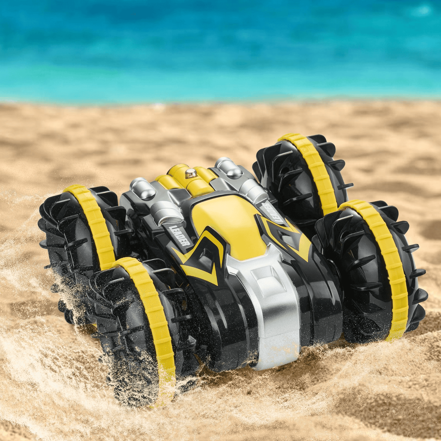 VEVOR Amphibious Remote Control Car Boat 2.4 GHz 4WD RC Boat Kids Adults Yellow - The Little Big Store