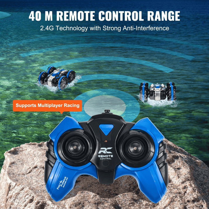 VEVOR Amphibious Remote Control Car Boat 2.4 GHz 4WD RC Boat Kids Adults Blue - The Little Big Store