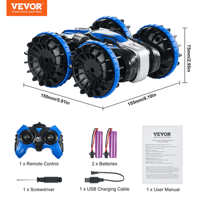 VEVOR Amphibious Remote Control Car Boat 2.4 GHz 4WD RC Boat Kids Adults Blue - The Little Big Store