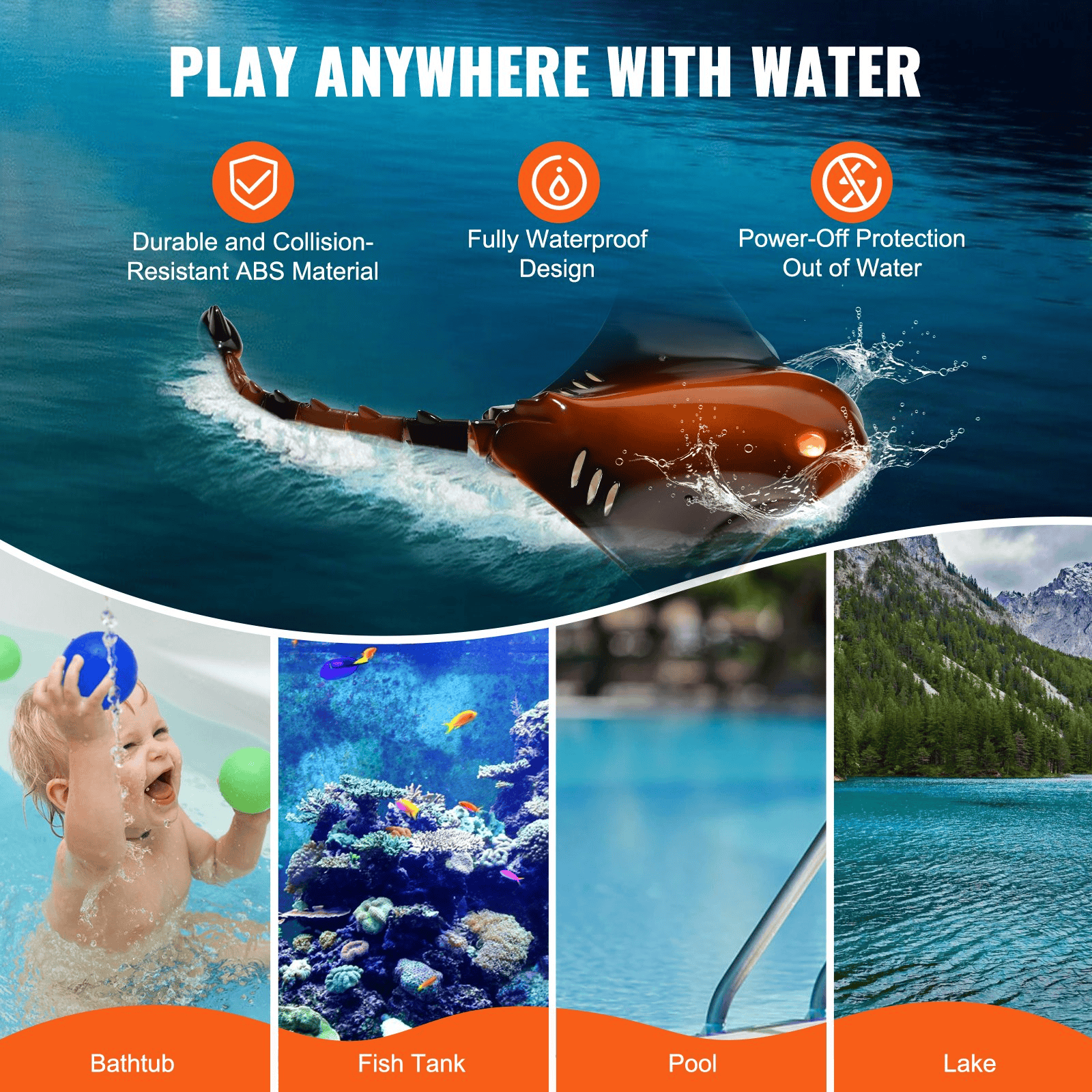 Christmas gifts! VEVOR Remote Control Manta Ray Toy 2.4 GHz High Speed RC Boat Kids Adults Gift - The Little Big Store